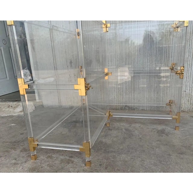 1950s Midcentury Brass Lucite and Glass Étagères - a Pair For Sale - Image 9 of 12