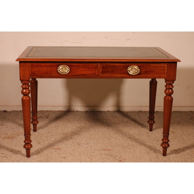 Mahogany Flat Desk with Drawers and Inlays, 19th-Century For Sale - Image 14 of 14