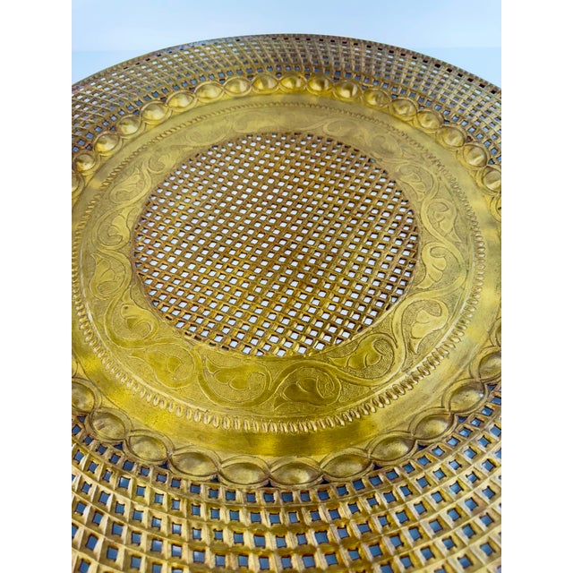 Brass Vintage Large Pierced Brass Decorative Wall Tray For Sale - Image 8 of 11