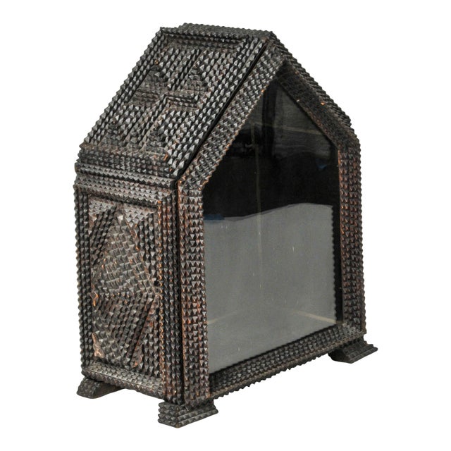 Rare 19th Century German Tramp Art Nicho Box – Intricate Notch Carving For Sale