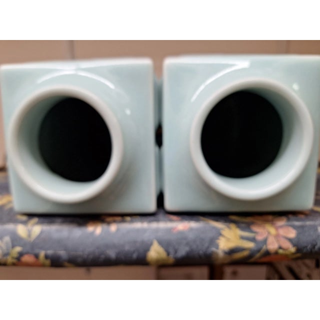 Pair of Antique Chinese Celadon Glazed Cong Vases With Eight Trigrams Motif For Sale In Dallas - Image 6 of 9