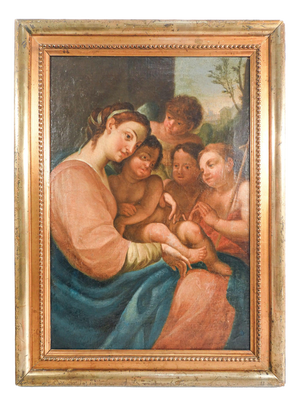 Mary, Jesus, and John the Baptist, Early 19th Century, Oil Painting on Canvas