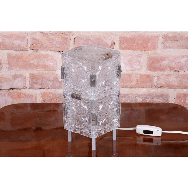 1950s Mid-Century Czech Glass Table Lamp attributed to Kamenický Šenov, 1950s For Sale - Image 5 of 13