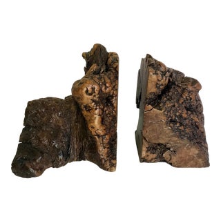 Vintage Sculptural Burlwood Bookends - a Pair For Sale