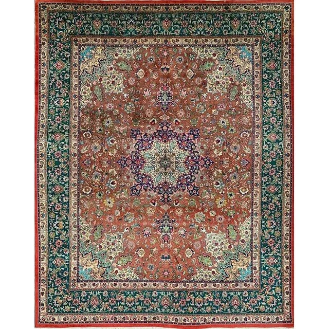 1960s Old Persian Tabriz Area Rug 10’0″ X 12’7″ For Sale - Image 10 of 10