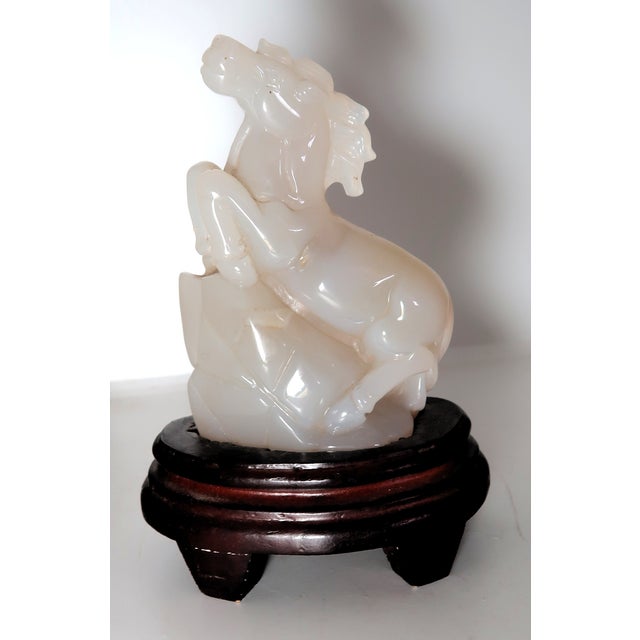 Early 20th Century Early 20th Century Well-Carved Agate Sculpture of a Rearing Horse, Beautiful Natural Stone, Attached to Fitted Wooden Base For Sale - Image 5 of 10