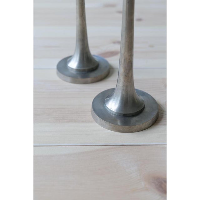 Metal Art Deco Candleholders in Pewter and Brass, Sweden, 1930s, Set of 2 For Sale - Image 7 of 9
