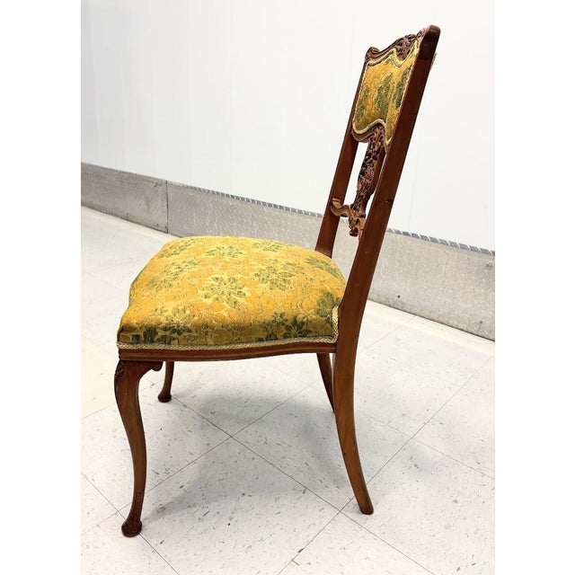 1900 - 1909 Antique Rococo Revival Salon Chairs — Matching Armchair and Side Chair, Circa 1900 For Sale - Image 5 of 18