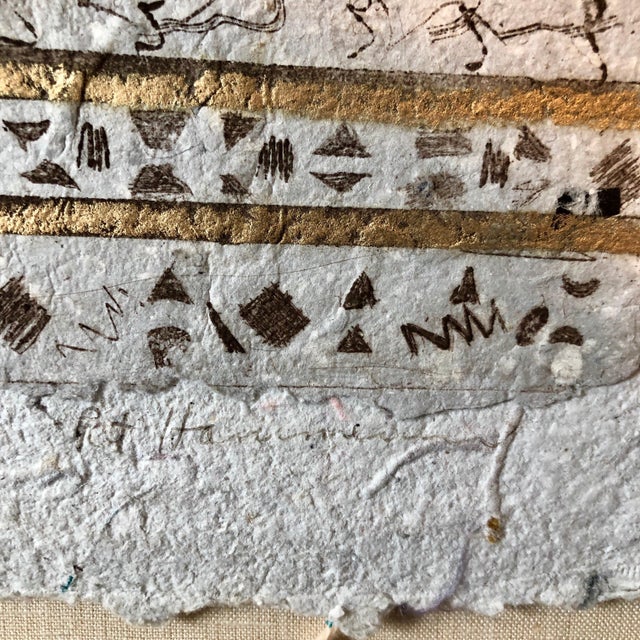 Gold Pat Hammerman, Unique Mixed Media on Handmade Paper with Gold Leaf Modernist Edition, c.1980's For Sale - Image 8 of 9