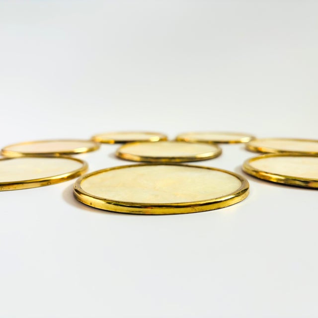 Vintage Capiz Shell Coasters - Set of 8 For Sale In San Francisco - Image 6 of 8