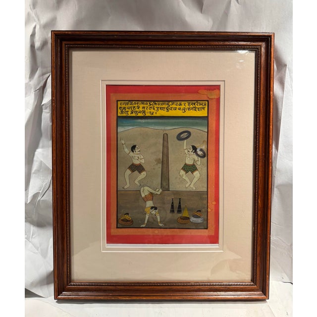 Mid 18th Century 18th Century Ragini Desakh (Acrobats) Painting From a Ragamala Series, Rajasthan India For Sale - Image 5 of 7