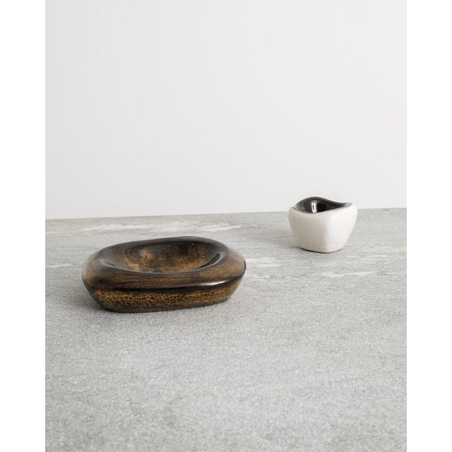 1960s French Mid-Century White & Golden Ceramic Bowl by Denise Gatard, 1960s For Sale - Image 5 of 7