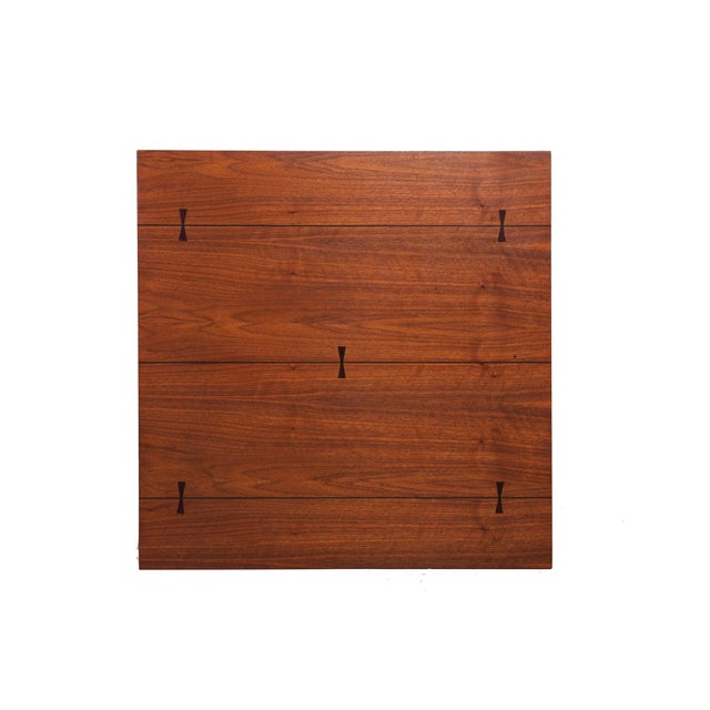 Pair of Lane Tuxedo Walnut and Rosewood Inlaid Bowtie End Tables, Circa 1960s For Sale - Image 15 of 18
