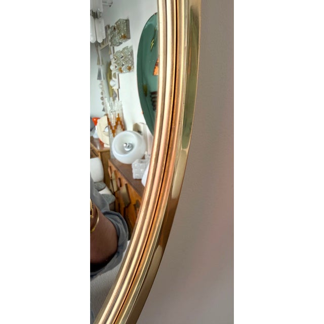 Contemporary Wall Mirror With Brass Circles - Italian Craftsmanship For Sale - Image 6 of 11