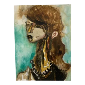 Contemporary Original Abstract Portrait Ink Wash Painting by Phil Saxon
