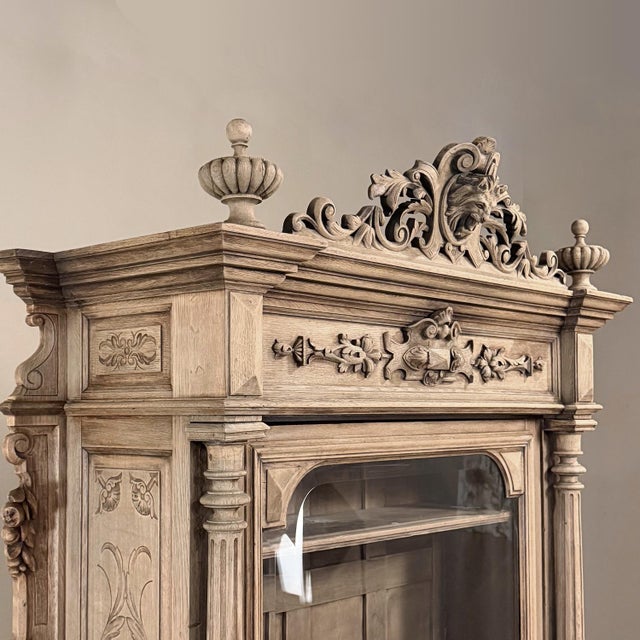 19th Century French Renaissance Revival Bookcase ~ Bibliotheque in Stripped Oak For Sale - Image 16 of 18