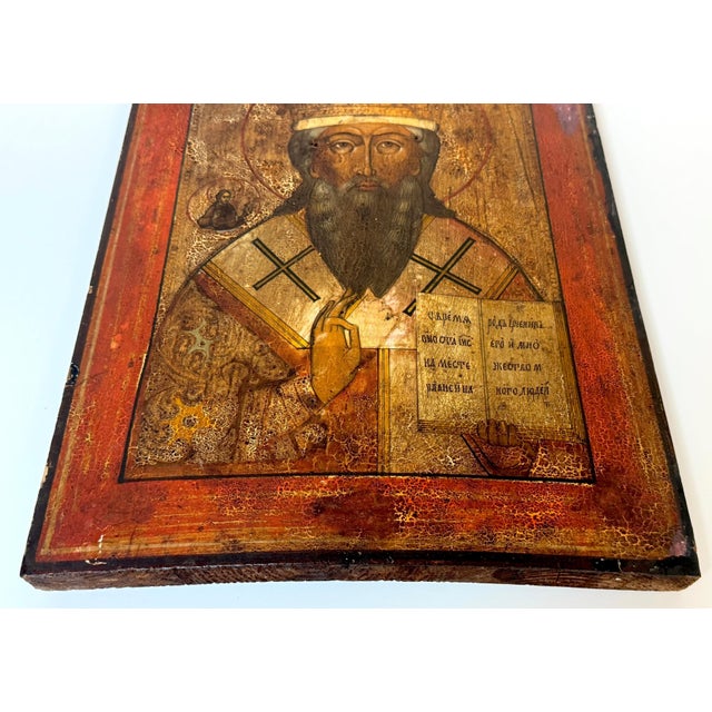 18th Century Russian Icon St. Nicholas the Wonderworker, Circa 1780 For Sale - Image 4 of 12