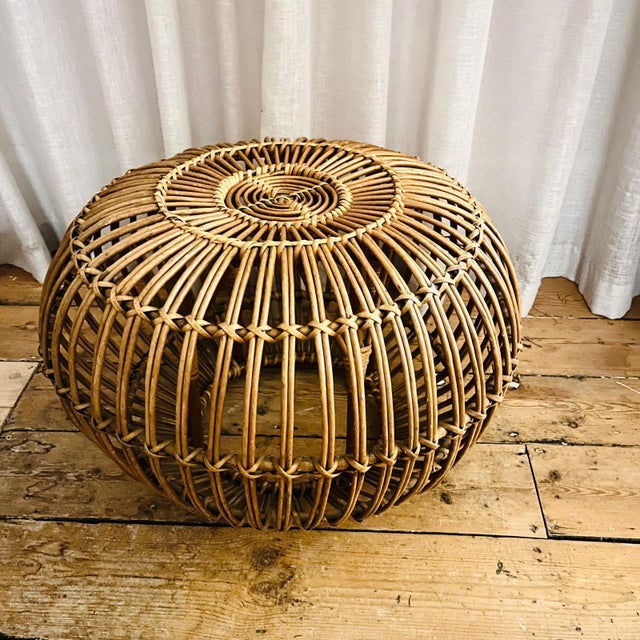 Large Bamboo Lobster Pot Ottoman by Franco Albini For Sale - Image 5 of 8