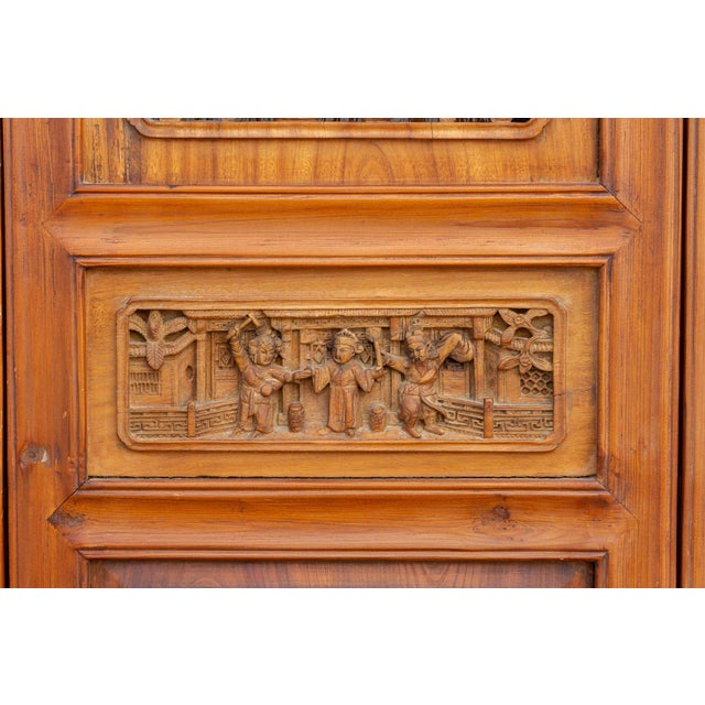 Early 20th Century Shanxi Carved Cedar Screen, Set of 3 For Sale - Image 5 of 10