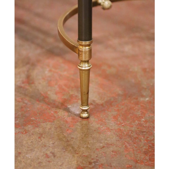 Metal Mid-Century French Maison Jansen Brass and Steel Coffee Table With Glass Top For Sale - Image 7 of 7