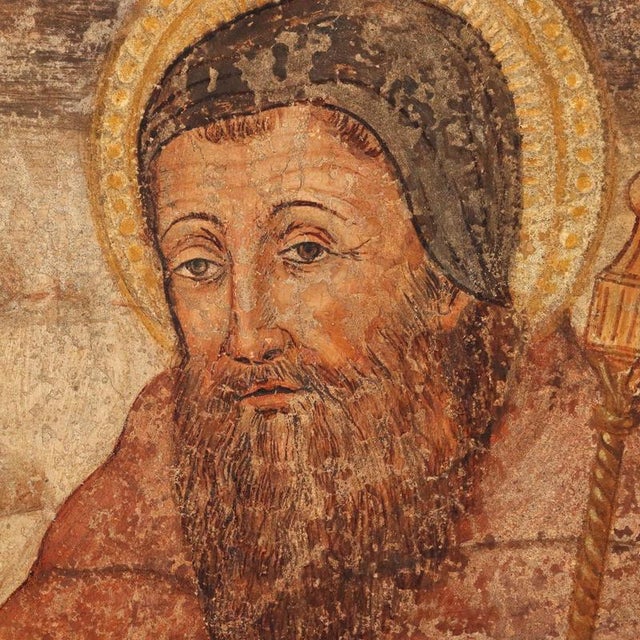 Imitation Fresco Fragment with Face of Saint Anthony the Abbot For Sale - Image 4 of 11