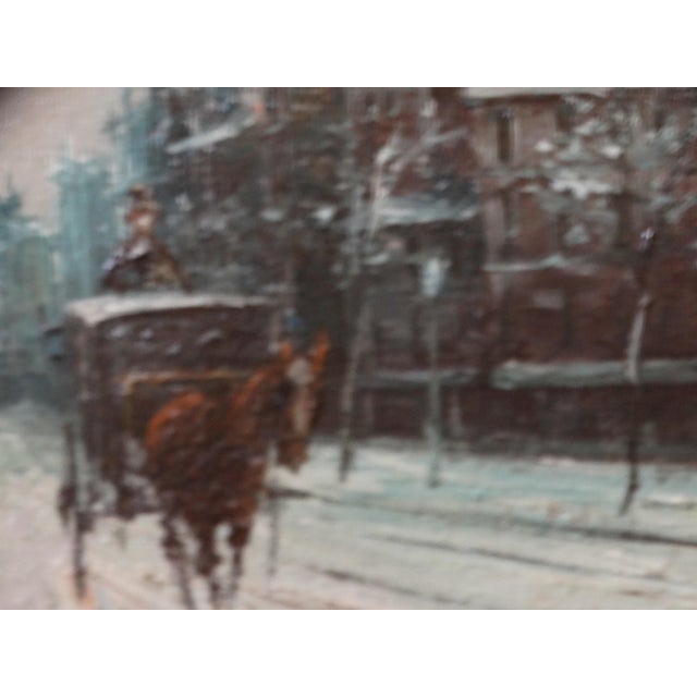 Wood Impressionist Parisian Winter Street Scene Oil Painting, G Legg French School For Sale - Image 7 of 12
