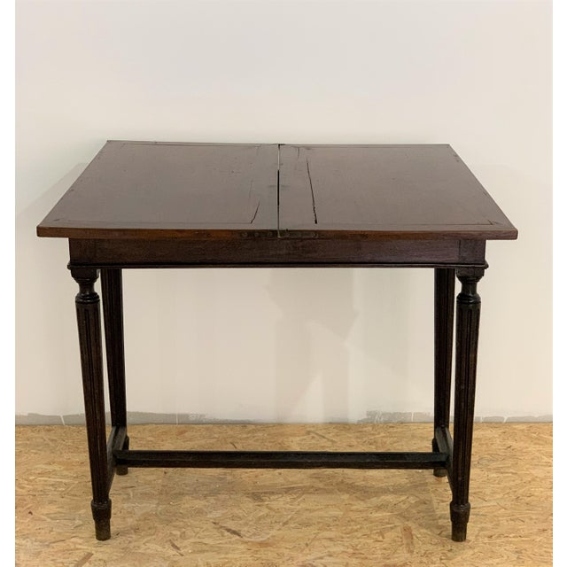 19th Century French Fold Over Mahogany Games or Tea Table For Sale - Image 4 of 12