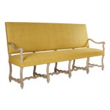 Veronike Hall Bench with Curved - Yellow Raw Silk / Natural Oak Frame For Sale