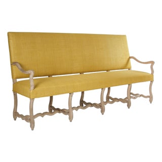 Veronike Hall Bench with Curved - Yellow Raw Silk / Natural Oak Frame For Sale