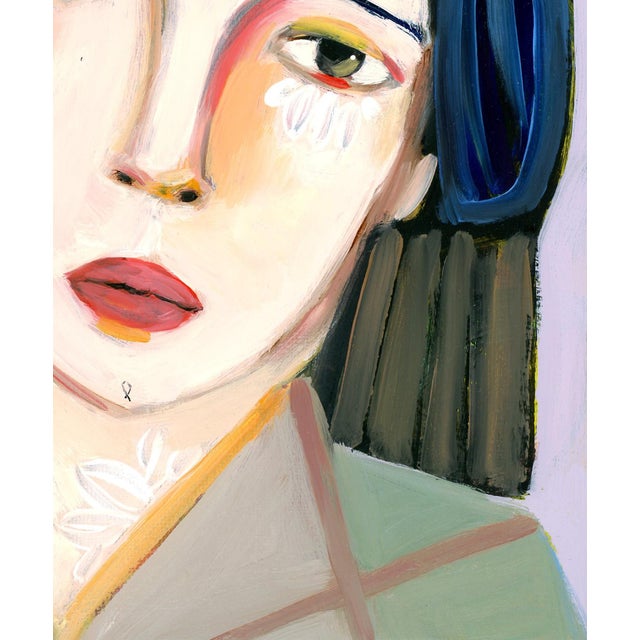 A contemporary abstract portrait painting of a young beekeeper with touches of cubism. This is one painting from a series...