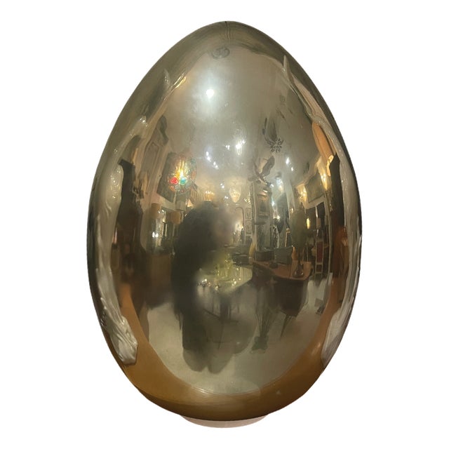 Chrome and Glass Egg Lamp, 1980s For Sale