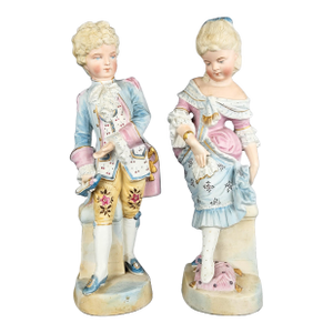1900s Pair of German Bisque Porcelain Cinderella Sculptures