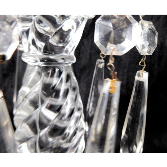 Fostoria Set of Two Lusters Candlesticks With Crystal Prisms in Colony For Sale In San Francisco - Image 6 of 9