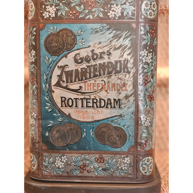 Interesting tole canister from Gebrs Zwartedijk Theehandel tea traders from Rotterdam. This was transformed into a...