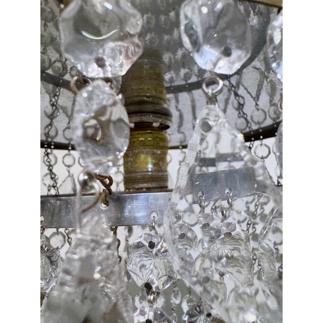 Vintage Hollywood Regency Brass Tiered Crystal Basket Chandelier For Sale In New York - Image 6 of 11