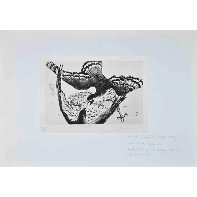 Fight is an original etching realized by Gérard Cochet in the Early 20th Century. Good conditions. Hand-signed. Numbered....