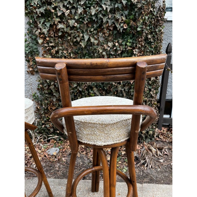 Mid 20th Century Paul Frankl Attributed Bamboo Stools - a Pair For Sale In Saint Louis - Image 6 of 10