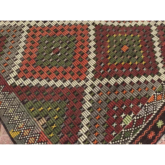 Vintage Embroidered Kilim Rug - 81" X 134" For Sale - Image 9 of 11