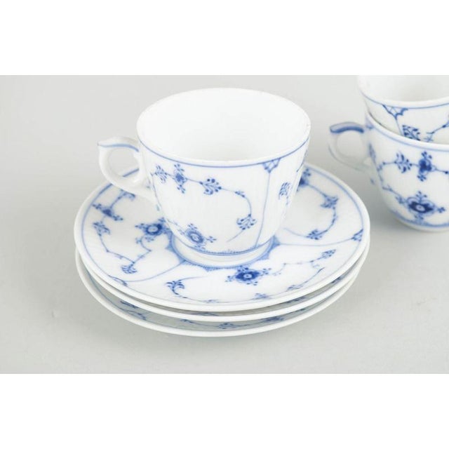 Blue Fluted Plain Coffee Cups and Saucers from Royal Copenhagen, Early 20th Century, Set of 6 For Sale - Image 3 of 5