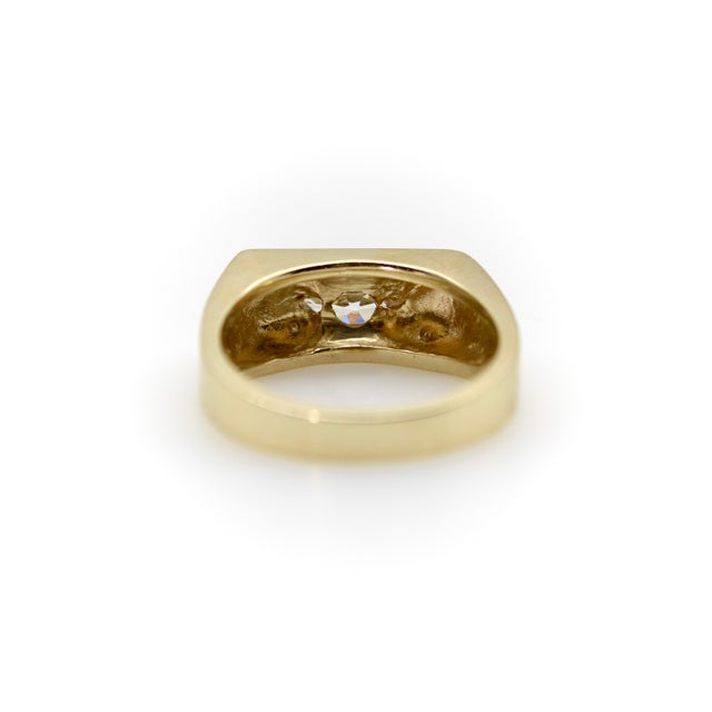 Modern 1990s 14k Gold Marquise Diamond Signet Ring, Size 6.5 For Sale - Image 3 of 11