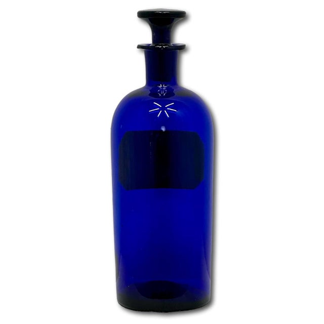 Beautiful & Rare Large Size Antique Cobalt Blue Glass Elixer of Calisaya Apothecary Bottle Circa Mid 19th Century For Sale - Image 12 of 18