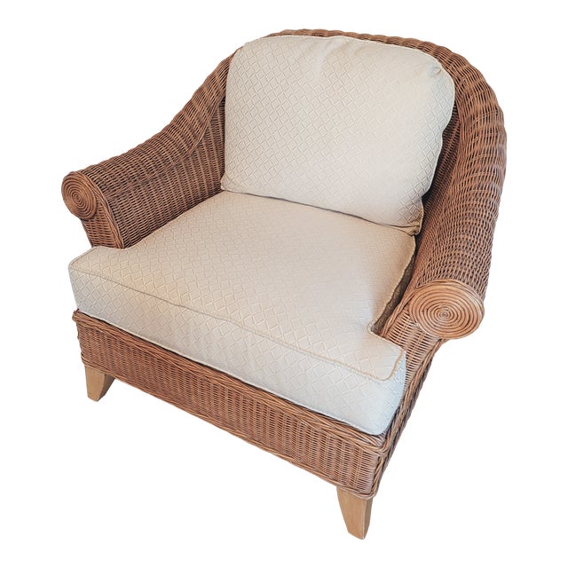 Vintage Ethan Allen Rattan Club Chair Chairish
