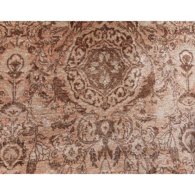 Vintage Persian Tabriz Brown Handmade Wool Rug For Sale In New York - Image 6 of 11