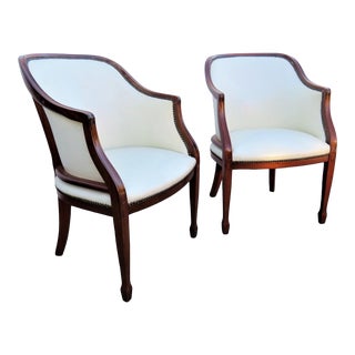 Hepplewhite Solid Mahogany Leather Chairs - a Pair For Sale