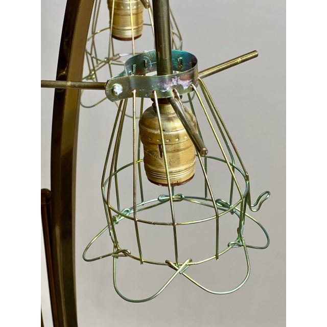 1960s Vintage Danish Modern Organic Form Three-Light Teak and Brass Floor Lamp For Sale - Image 5 of 9