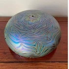 Vintage 12" Iridescent Pulled Feather Favrile Style Glass Dome Lamp Shade For Sale - Image 4 of 5