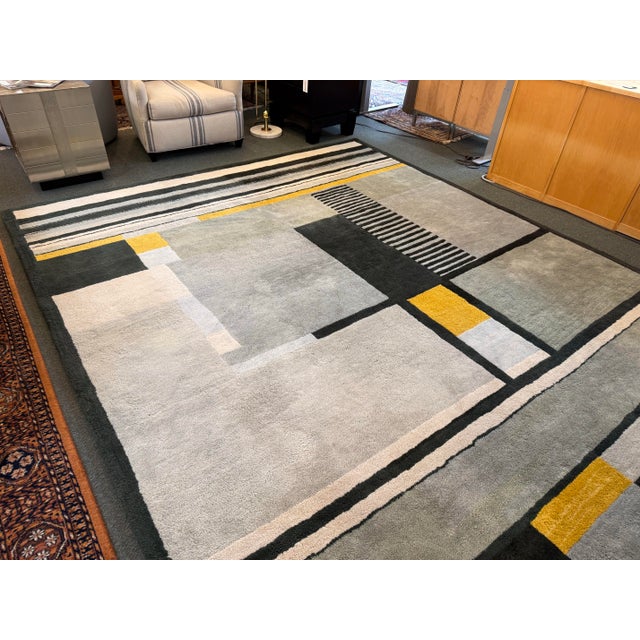 9ft X 12ft Christopher Farr for Design Within Reach Bauhaus Gunta Stölzl Plate Area Rug For Sale - Image 11 of 12