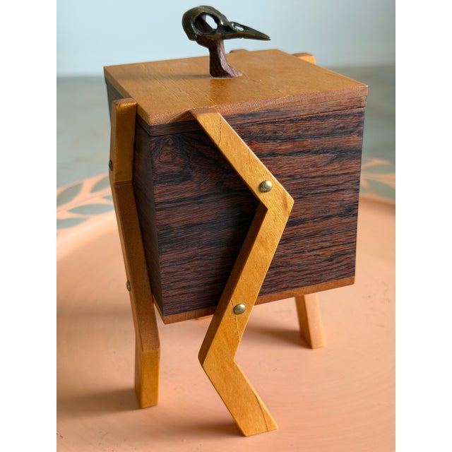 Studio Craft Maple + Walnut + Bronze Skull Artist-Made Box Sculpture For Sale - Image 6 of 14