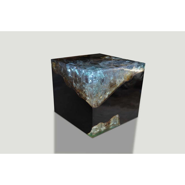 Andrianna Shamaris Cracked Resin Side Table For Sale - Image 4 of 5