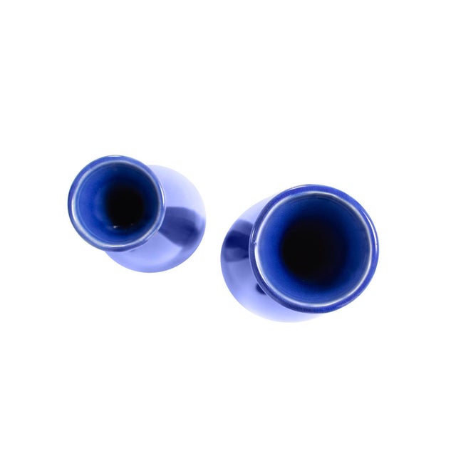 2020s Cobalt Blue Glaze Ceramic Vases - Set of 2 For Sale - Image 5 of 8